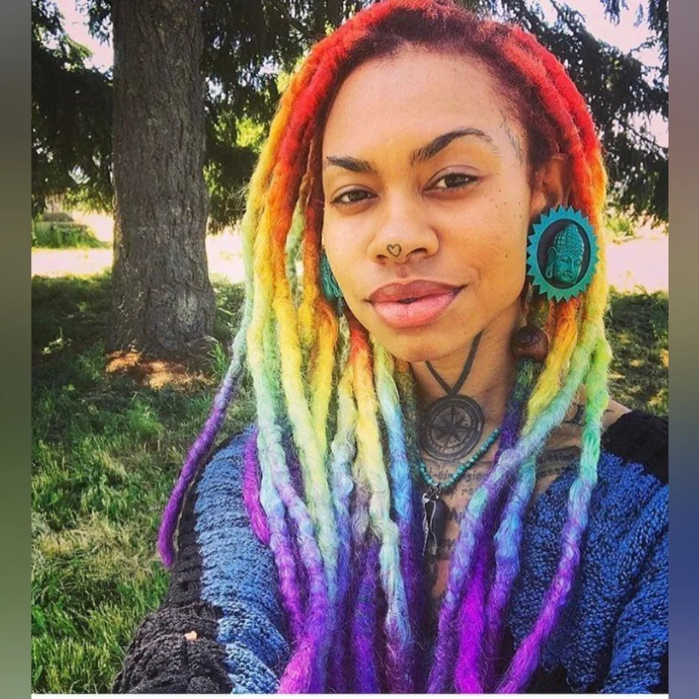 Lisa Frank rainbow 🌈 dreadlocs 30 for$250 only style on Poshmark one of a kind! - Picture 2 of 3